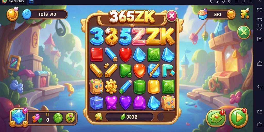 Tampilan gameplay seru dalam 365ZK saat mencocokkan permata.