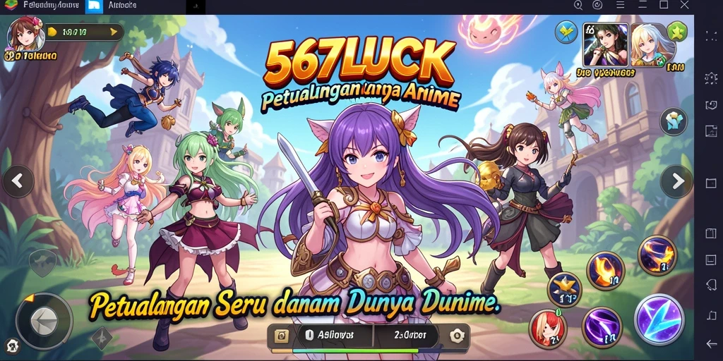 Tangkapan layar gameplay <strong>567LUCK</strong> menampilkan karakter anime yang beraksi.