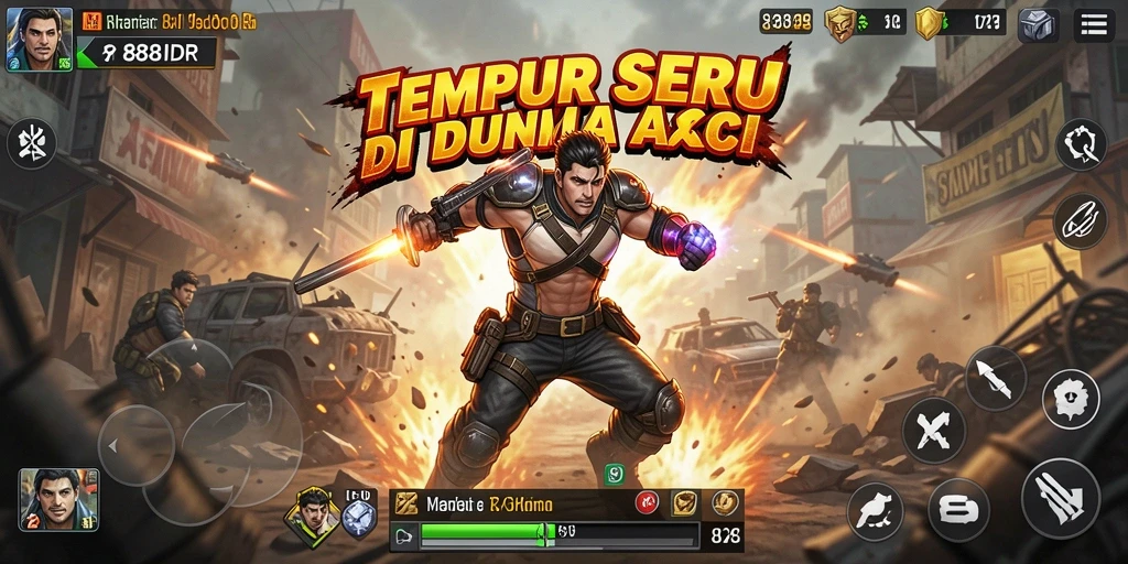 Tampilan seru dari gameplay 888IDR dengan pertempuran mendebarkan.