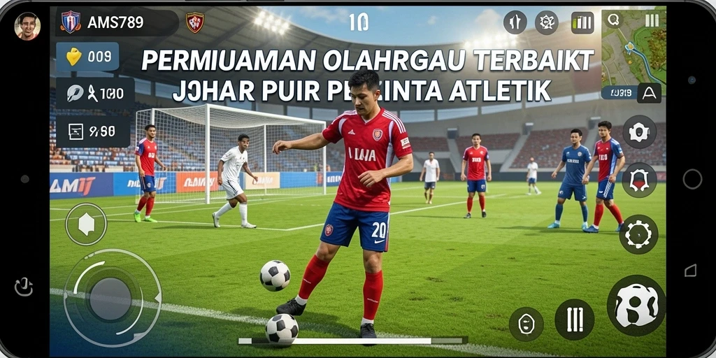Tampilan gameplay seru dalam AMS789 yang menunjukkan aksi olahraga.