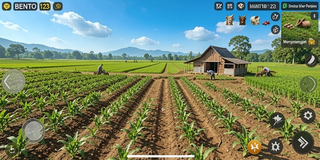 Tampilan gameplay menarik dari <strong>BENTO123</strong> yang menunjukkan aktivitas bertani.