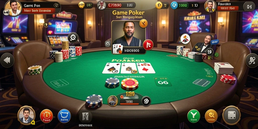 Screenshot C7890 menampilkan aksi poker yang menegangkan.