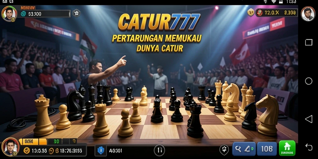 Tangkapan layar menunjukkan aksi seru antar karakter di papan catur.