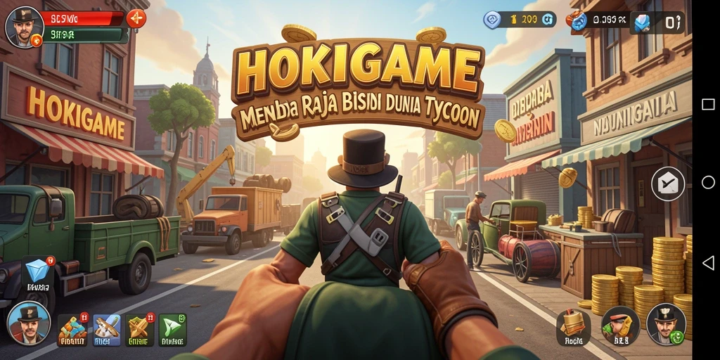 Tampilan gameplay HOKIGAME yang menampilkan interaksi bisnis yang dinamis.