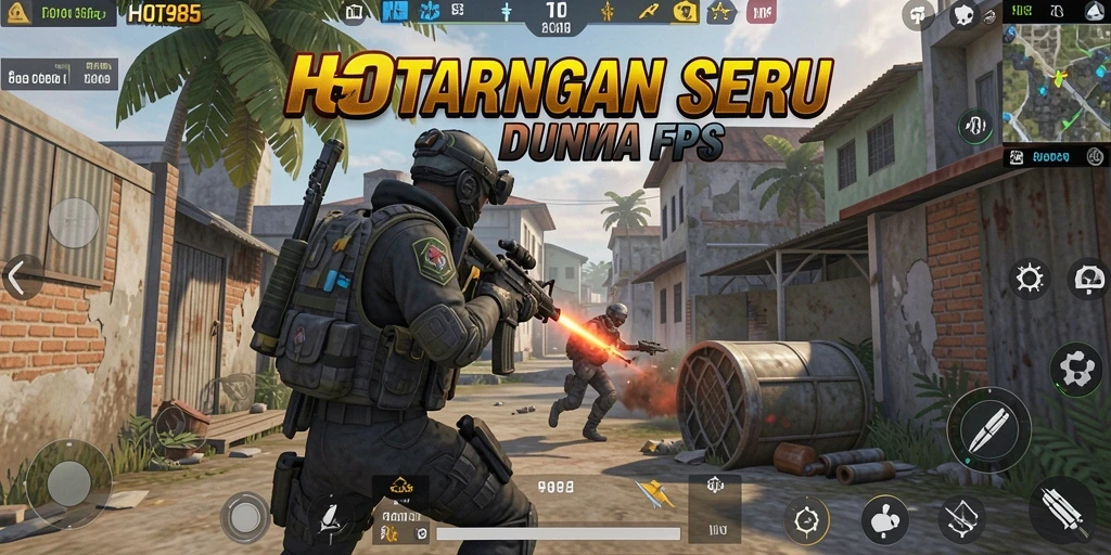 Screenshot gameplay HOT985 menampilkan aksi tembak-menembak seru.