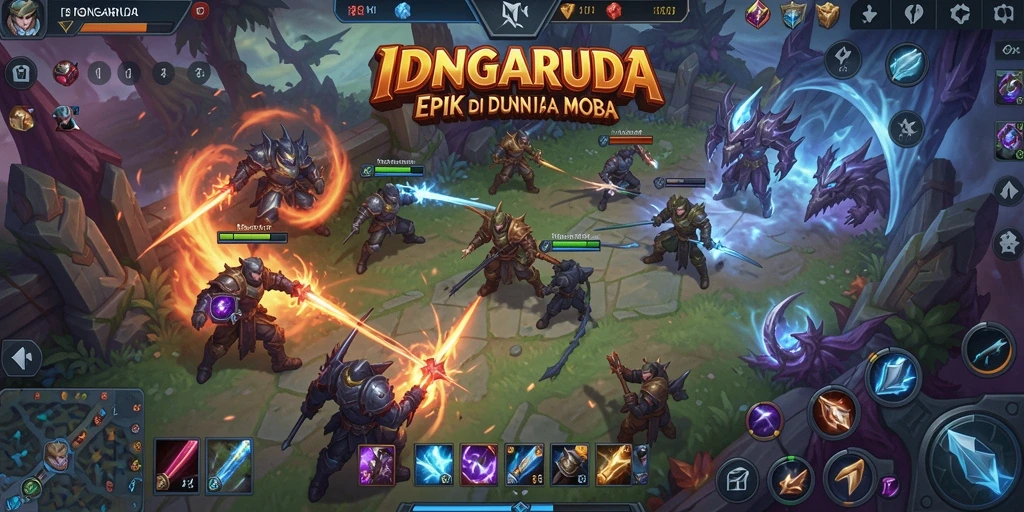 Screenshot IDNGARUDA menampilkan pertempuran MOBA yang seru.