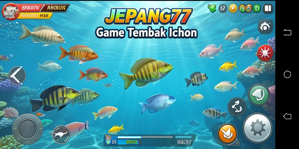 Tampilan gameplay yang seru di JEPANG77 saat menangkap ikan.