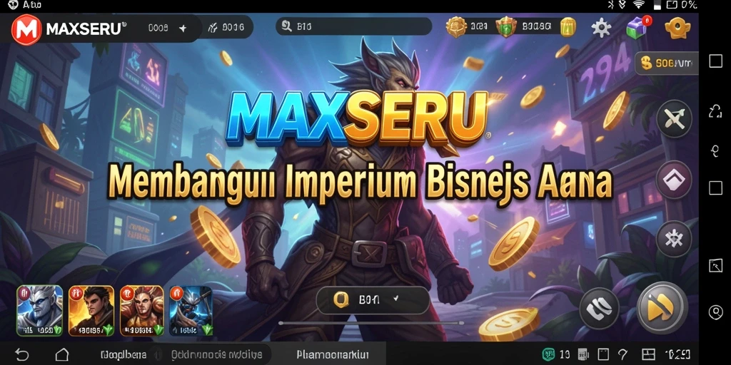 Gameplay menarik dalam MAXSERU yang menampilkan strategi bisnis.