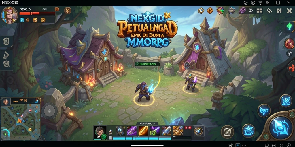Tangkapan layar utama NEXGID menampilkan aksi pertempuran epik dalam MMORPG.