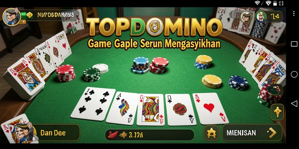 Screenshot gameplay <strong>TOPDOMINO</strong> menunjukkan suasana seru saat bermain Gaple.