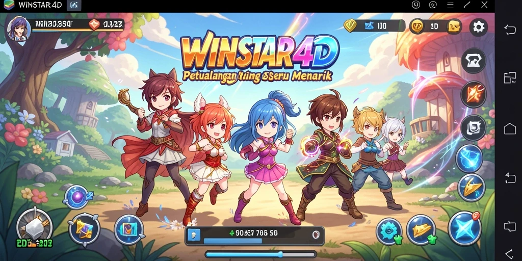 Tampilan karakter dan pertarungan dalam WINSTAR4D yang menarik.